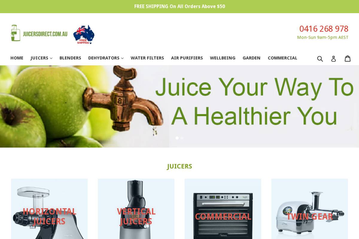 JuicersDirect.com.au homepage screenshot