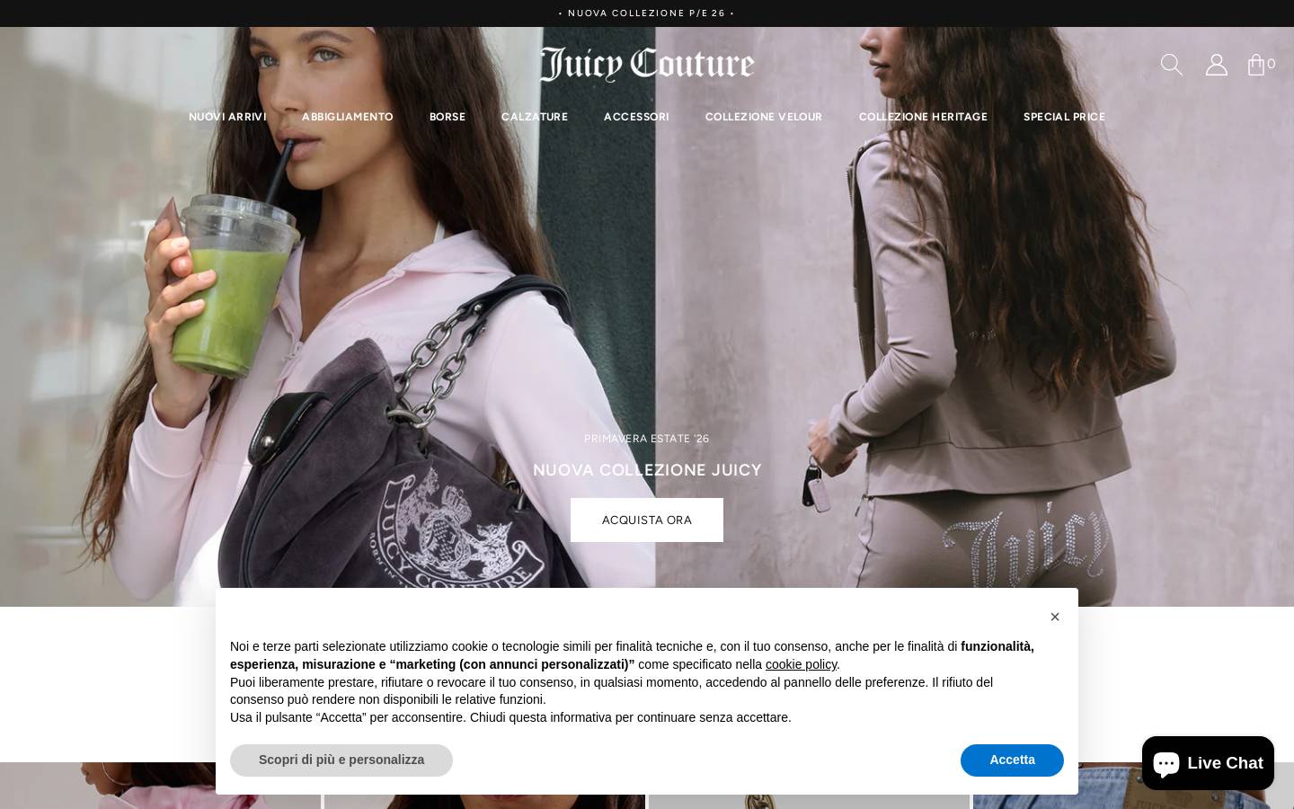 Juicy Couture homepage screenshot