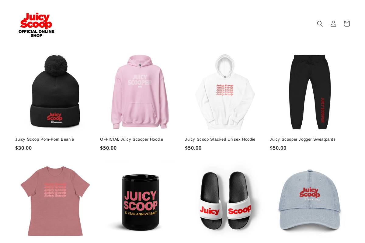juicyscoopshop.com homepage screenshot
