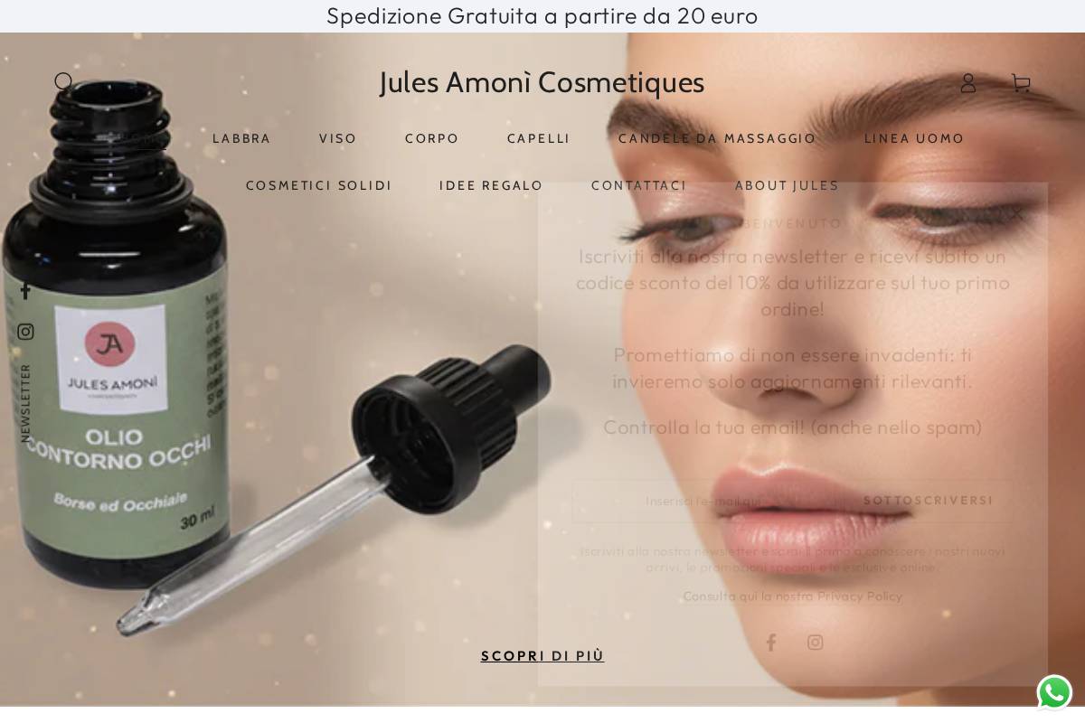 julesamonicosmetiques.it homepage screenshot