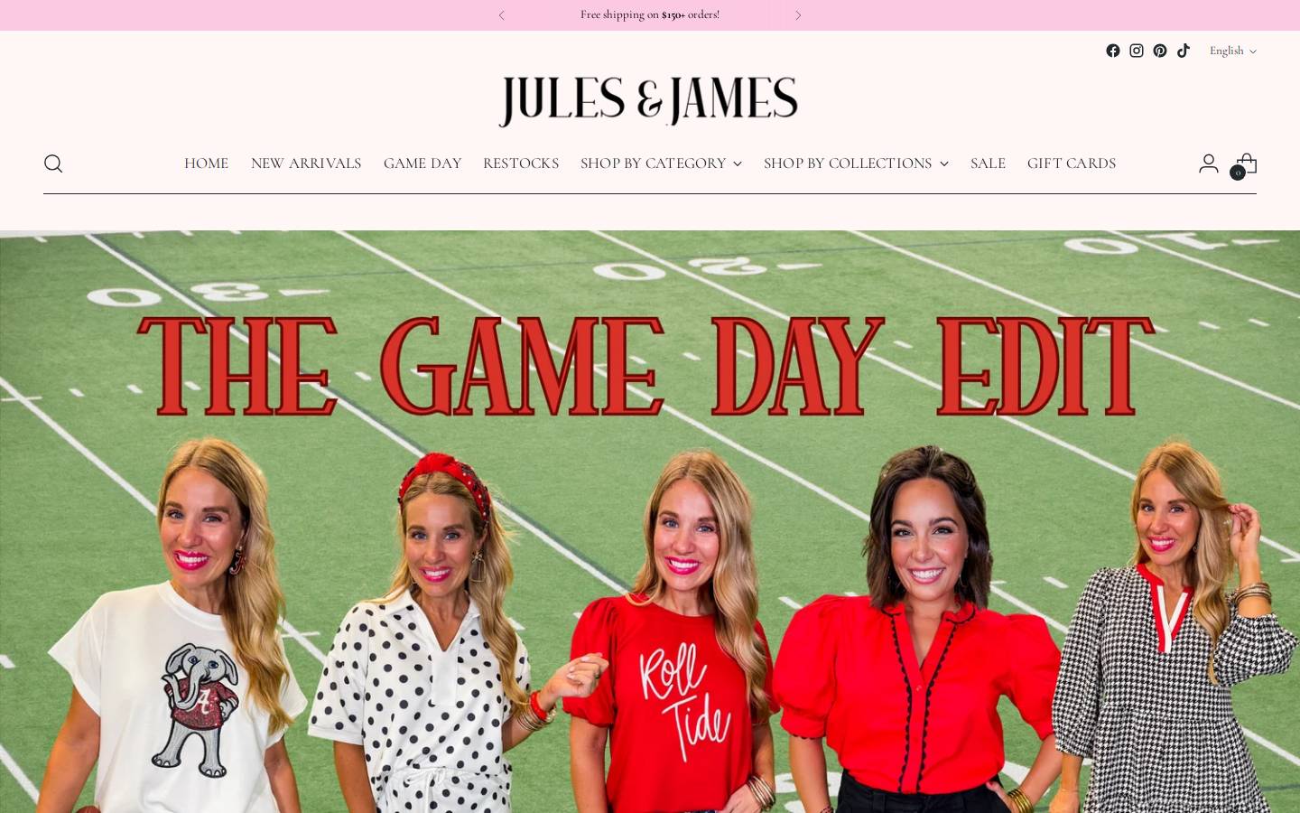 julesandjamesboutique.com homepage screenshot