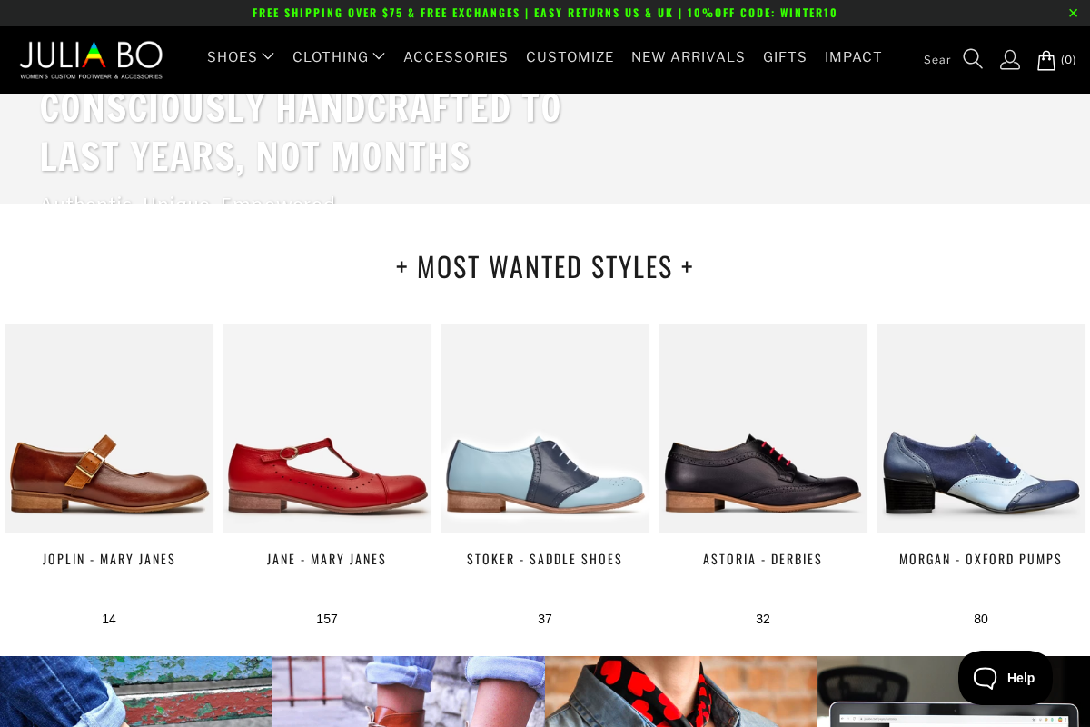 Julia Bo - Women's Oxfords homepage screenshot