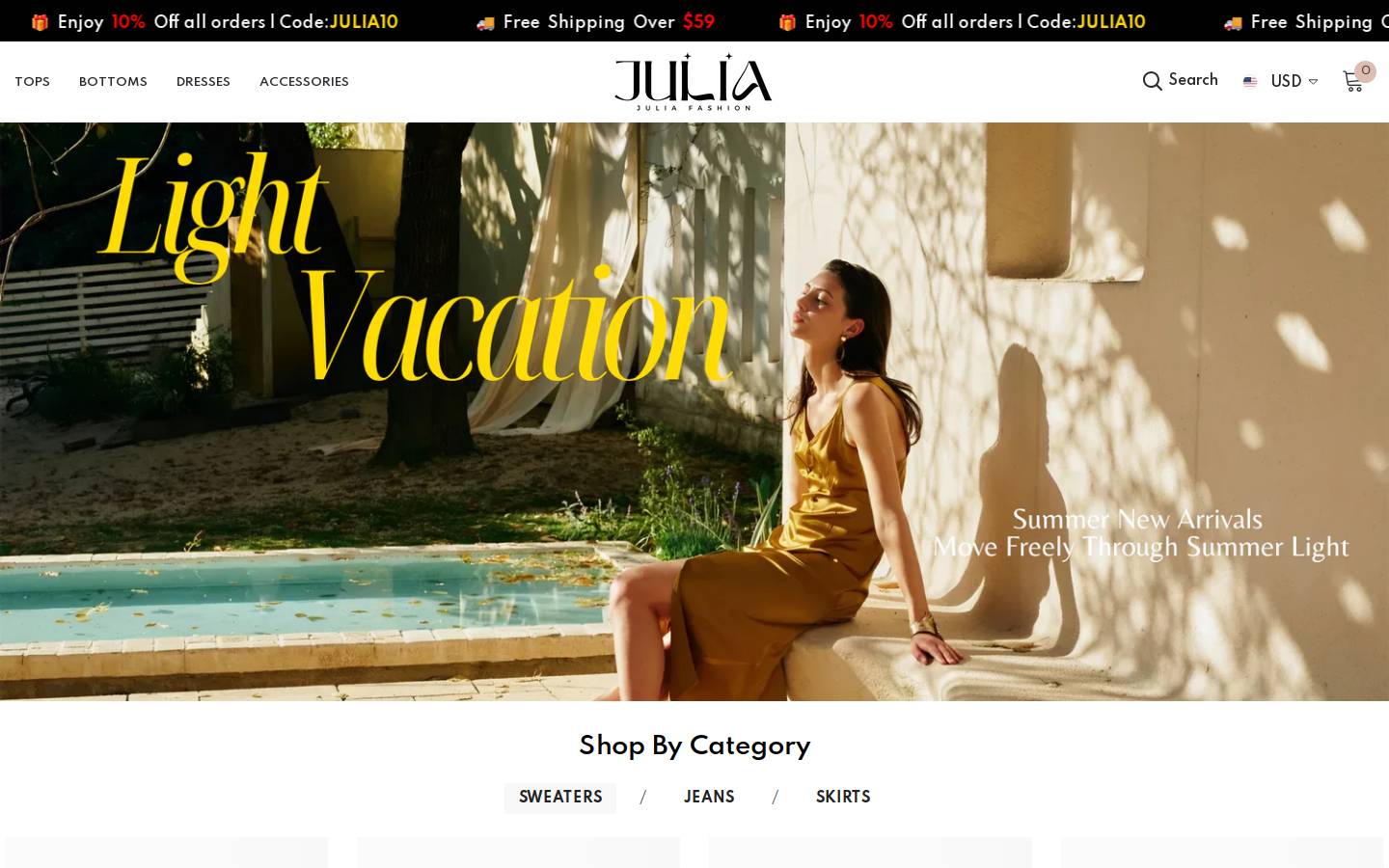 Juliafashionshop homepage screenshot