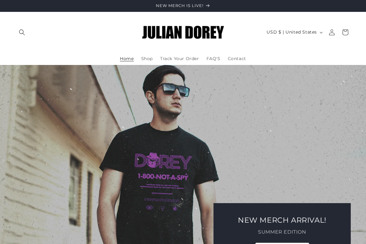 Julian Dorey homepage screenshot