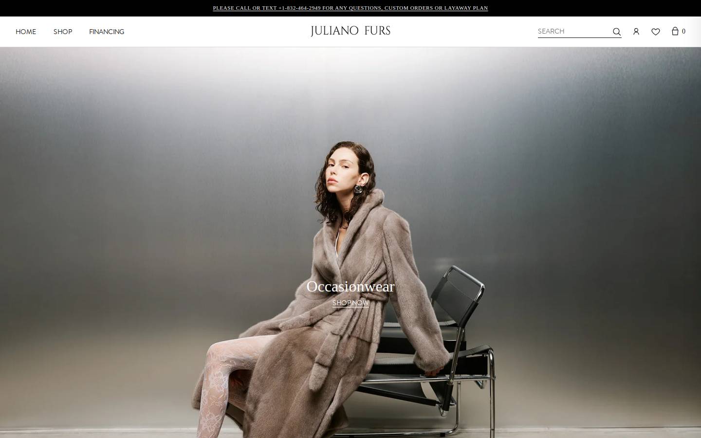 julianofurs.com homepage screenshot