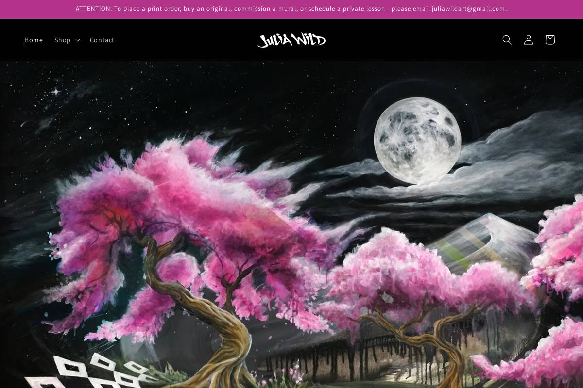 juliawildart.com homepage screenshot