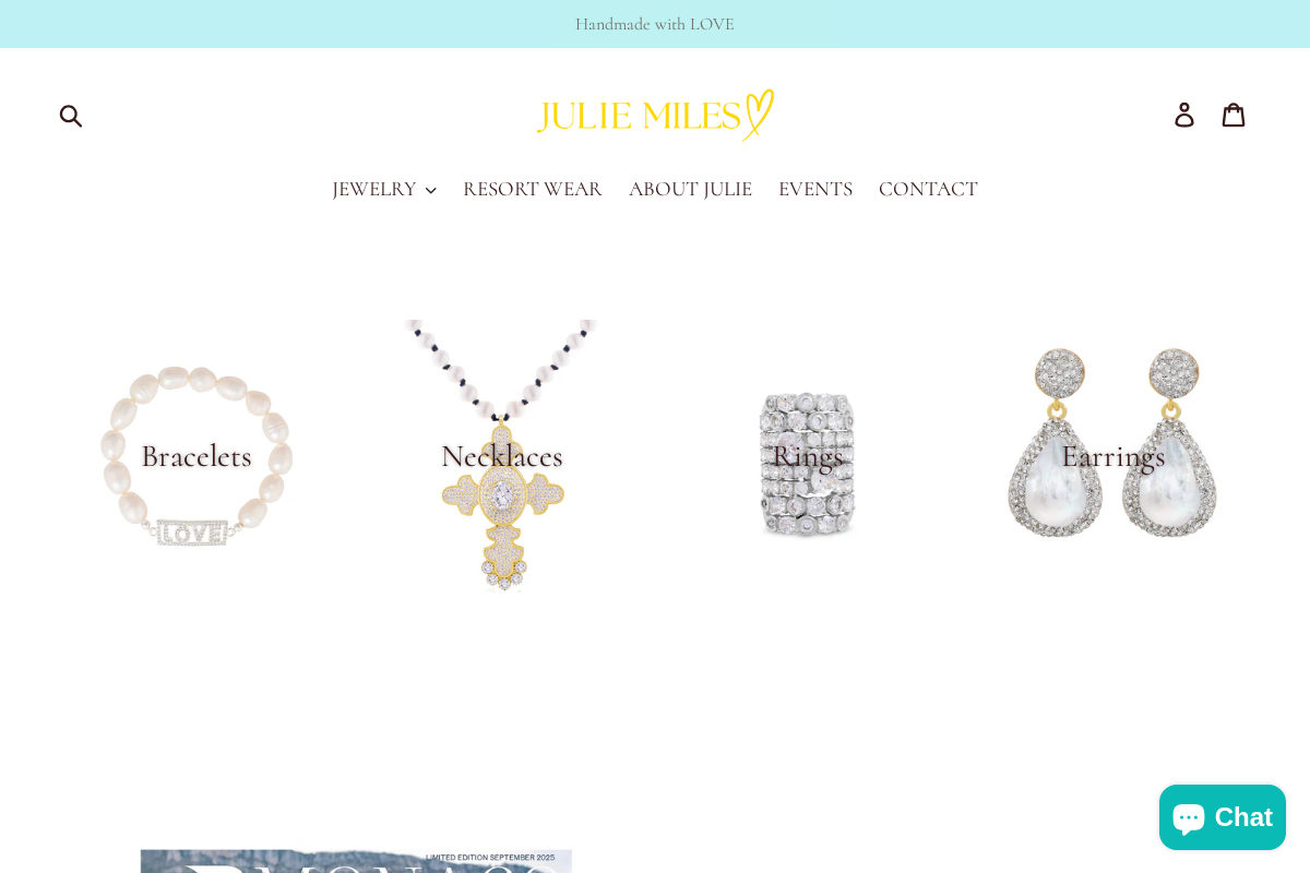 Julie Miles Jewelry & Resort Wear homepage screenshot