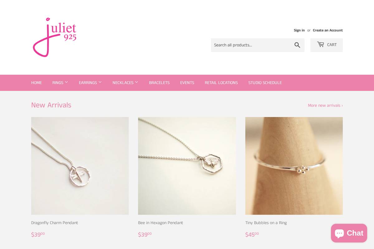 juliet925.com homepage screenshot