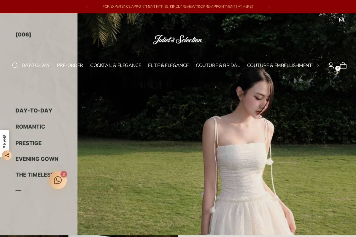 julietsselection.com homepage screenshot