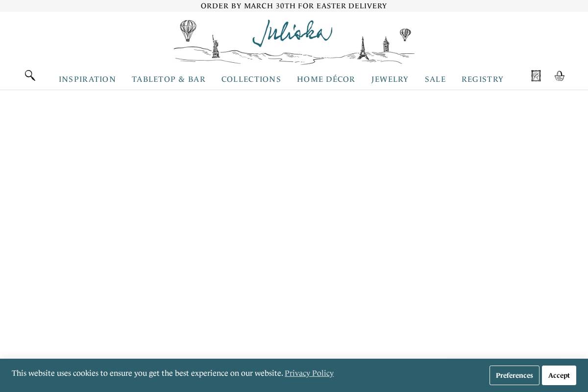 Juliska Glassware homepage screenshot