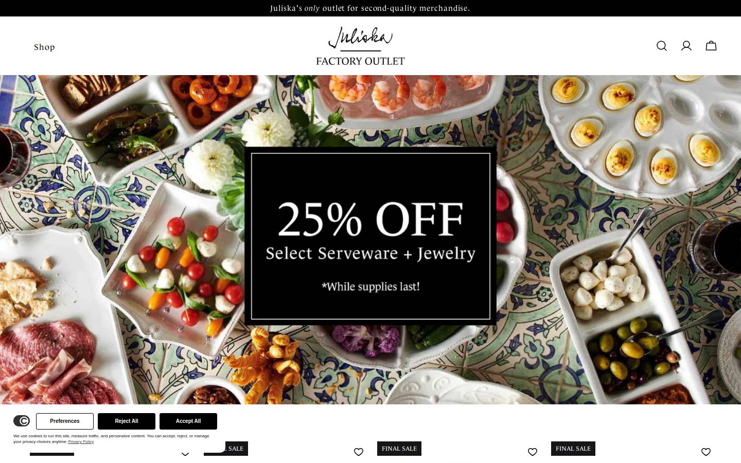 juliskafactoryoutlet.com homepage screenshot