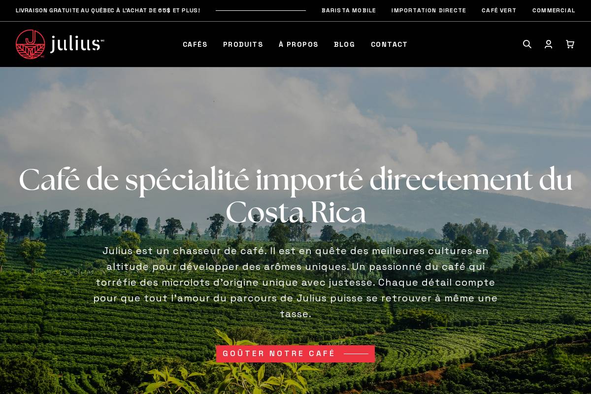 juliuscoffee.com homepage screenshot
