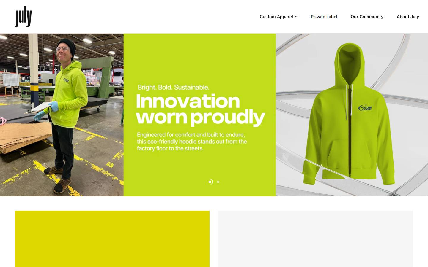 julyapparel.com homepage screenshot