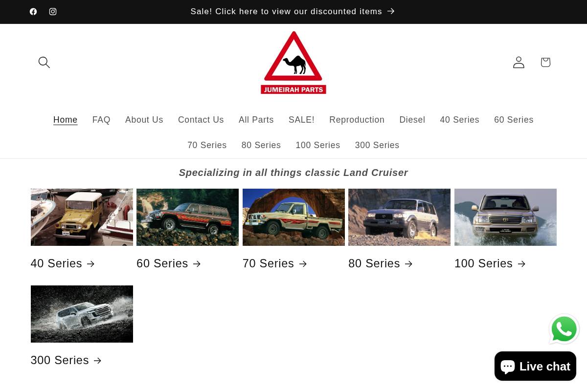 jumeirahparts.com homepage screenshot