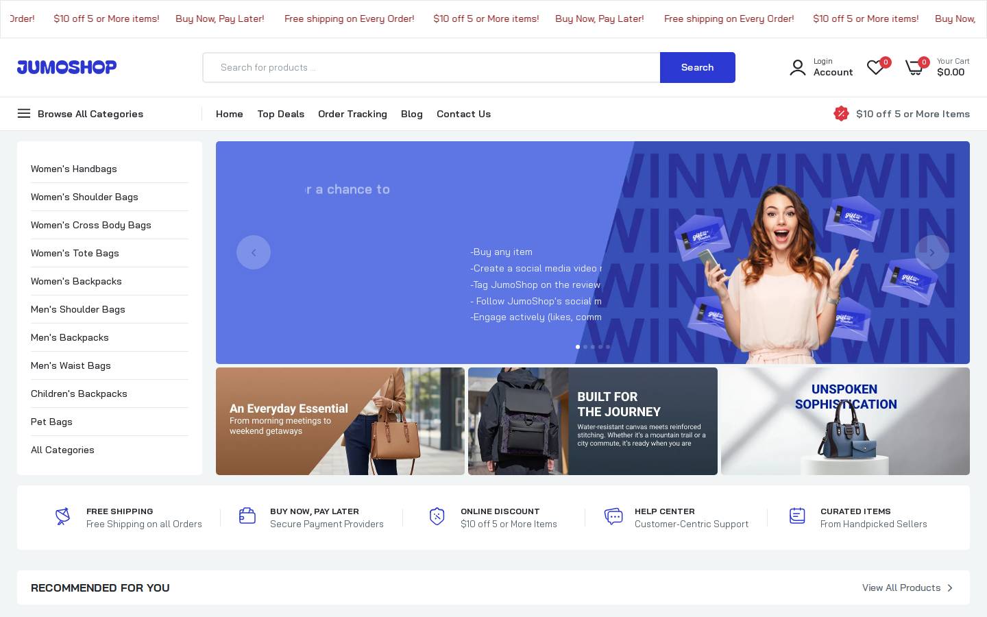 jumoshop.com homepage screenshot
