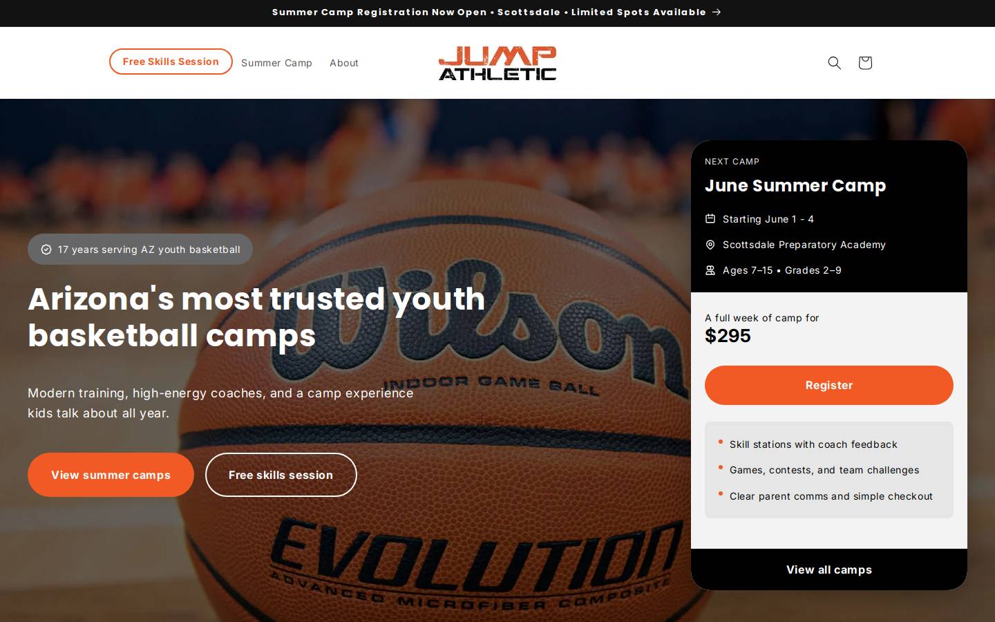 jumpathletic.com homepage screenshot