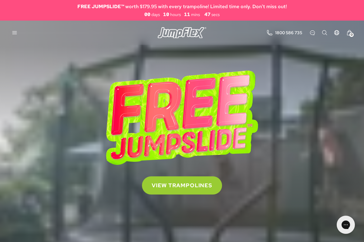 Jumpflex Trampolines homepage screenshot
