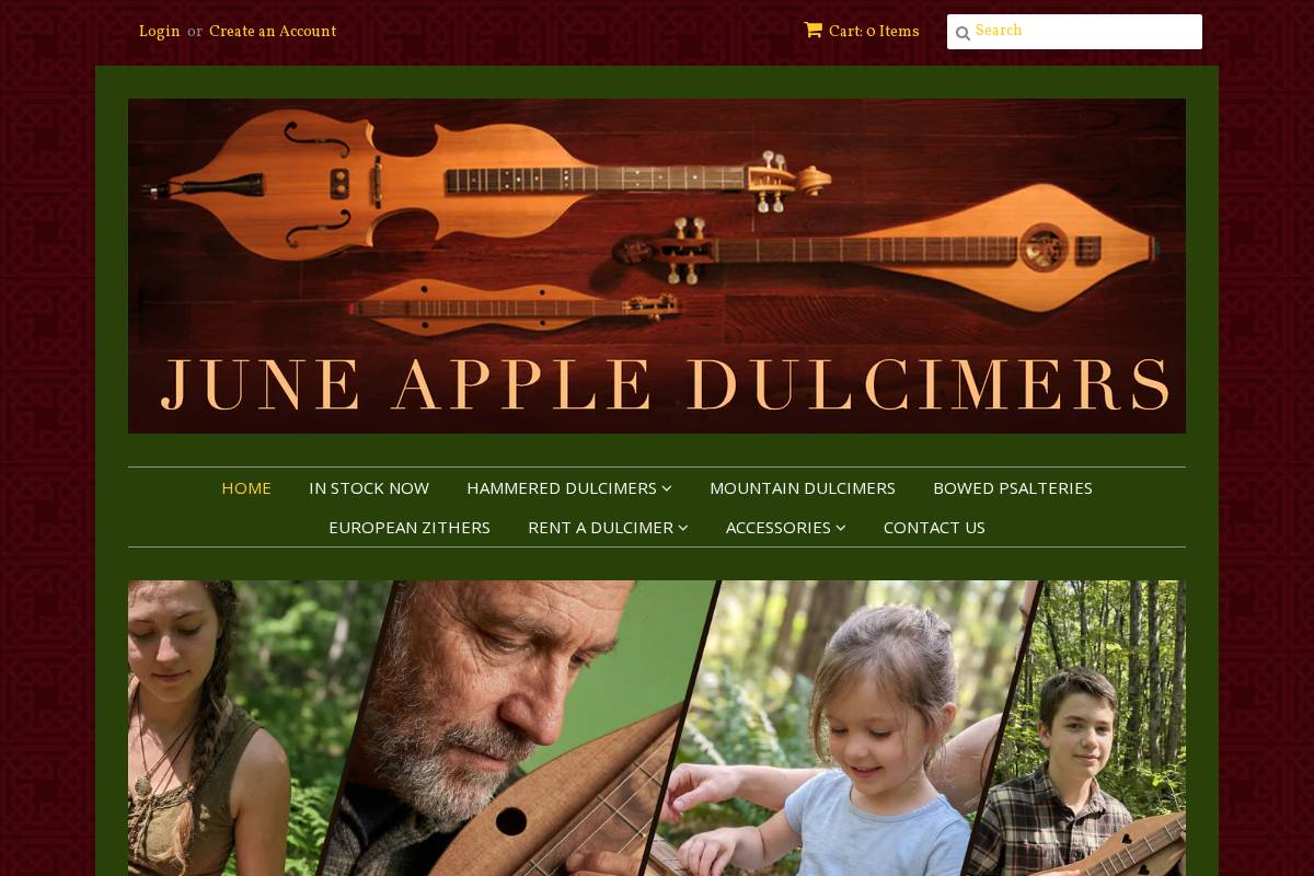 juneappledulcimers.com homepage screenshot