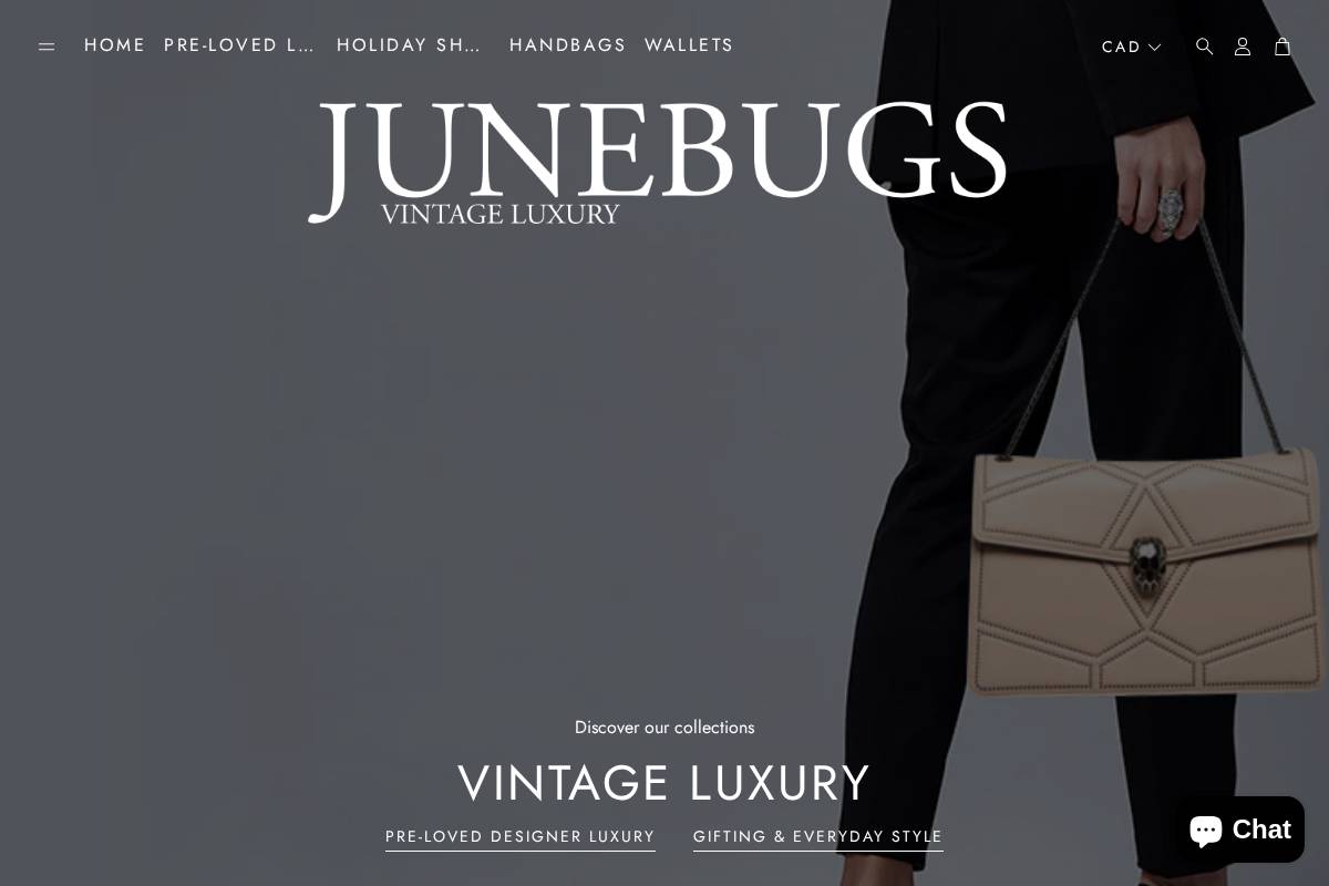junebugsluxury.com homepage screenshot