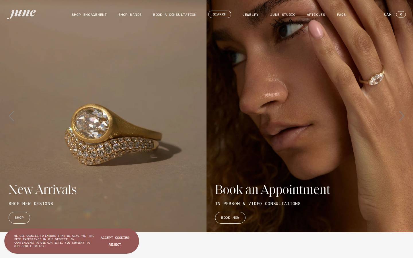 junerings.com homepage screenshot