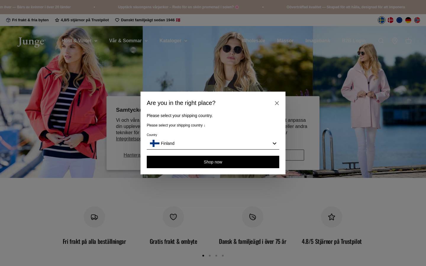 jungecoats.se homepage screenshot