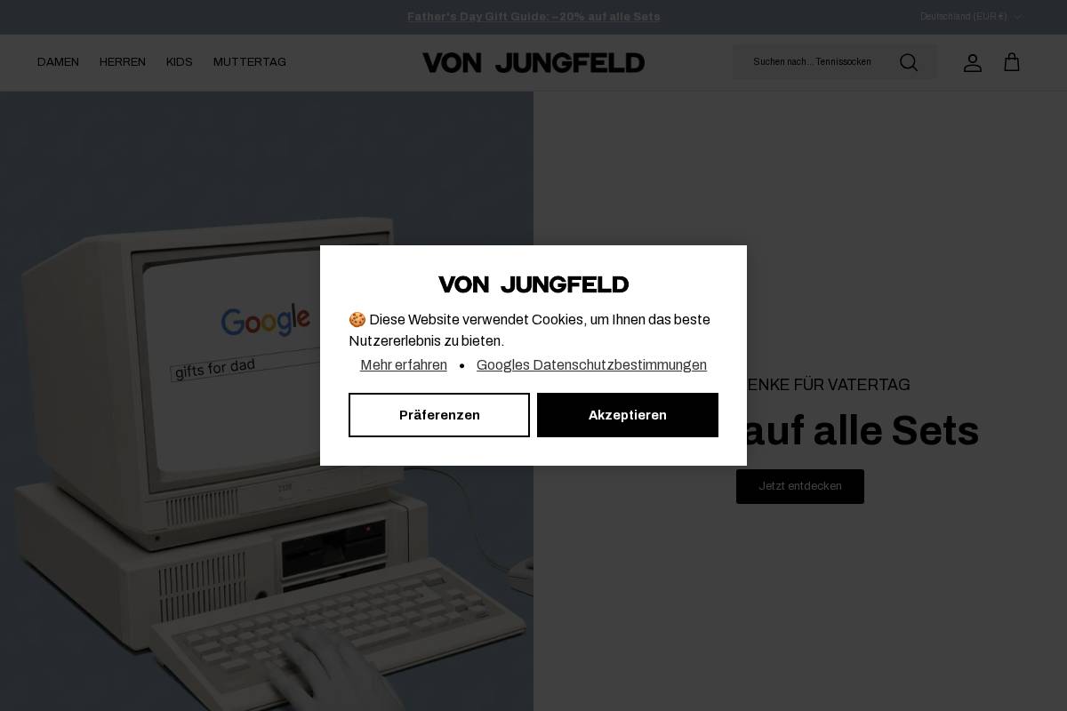VON JUNGFELD homepage screenshot