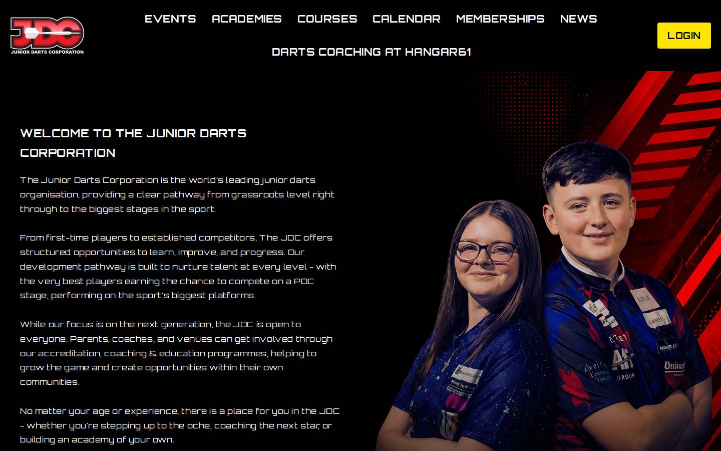 juniordarts.com homepage screenshot