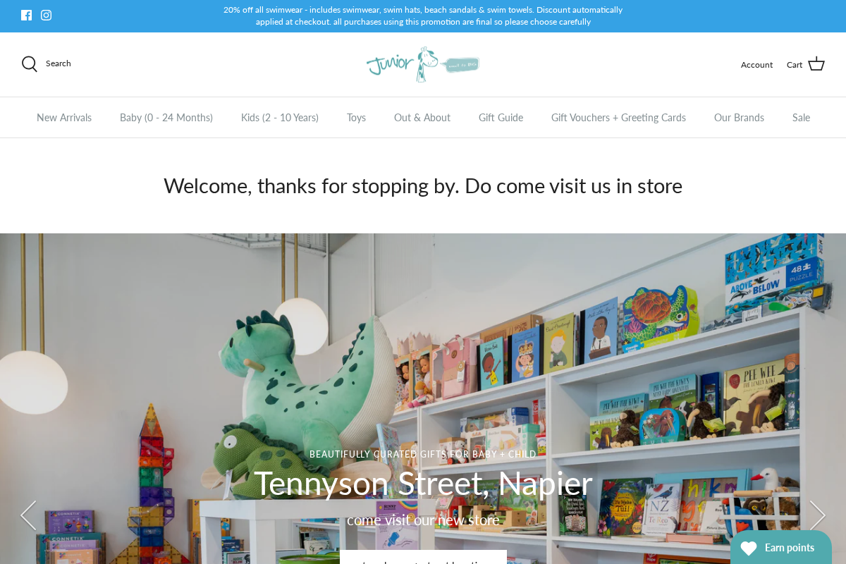 Junior Kids Store homepage screenshot