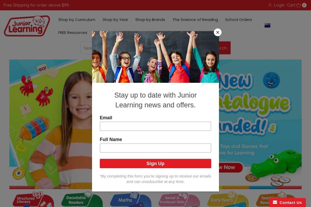 juniorlearning.co.nz homepage screenshot