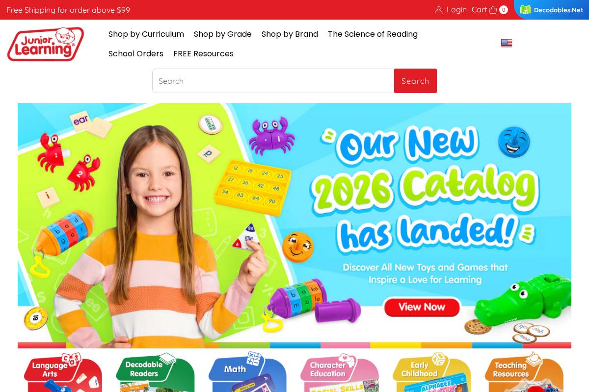 Junior Learning homepage screenshot