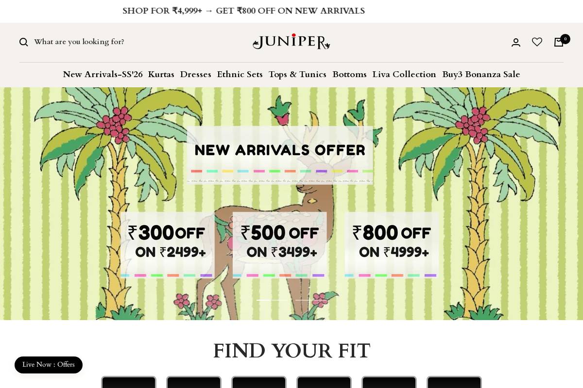 juniperfashion.com homepage screenshot