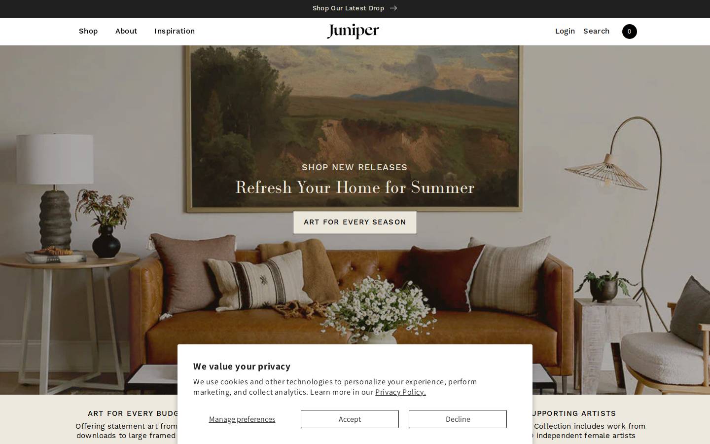 Juniperprintshop homepage screenshot