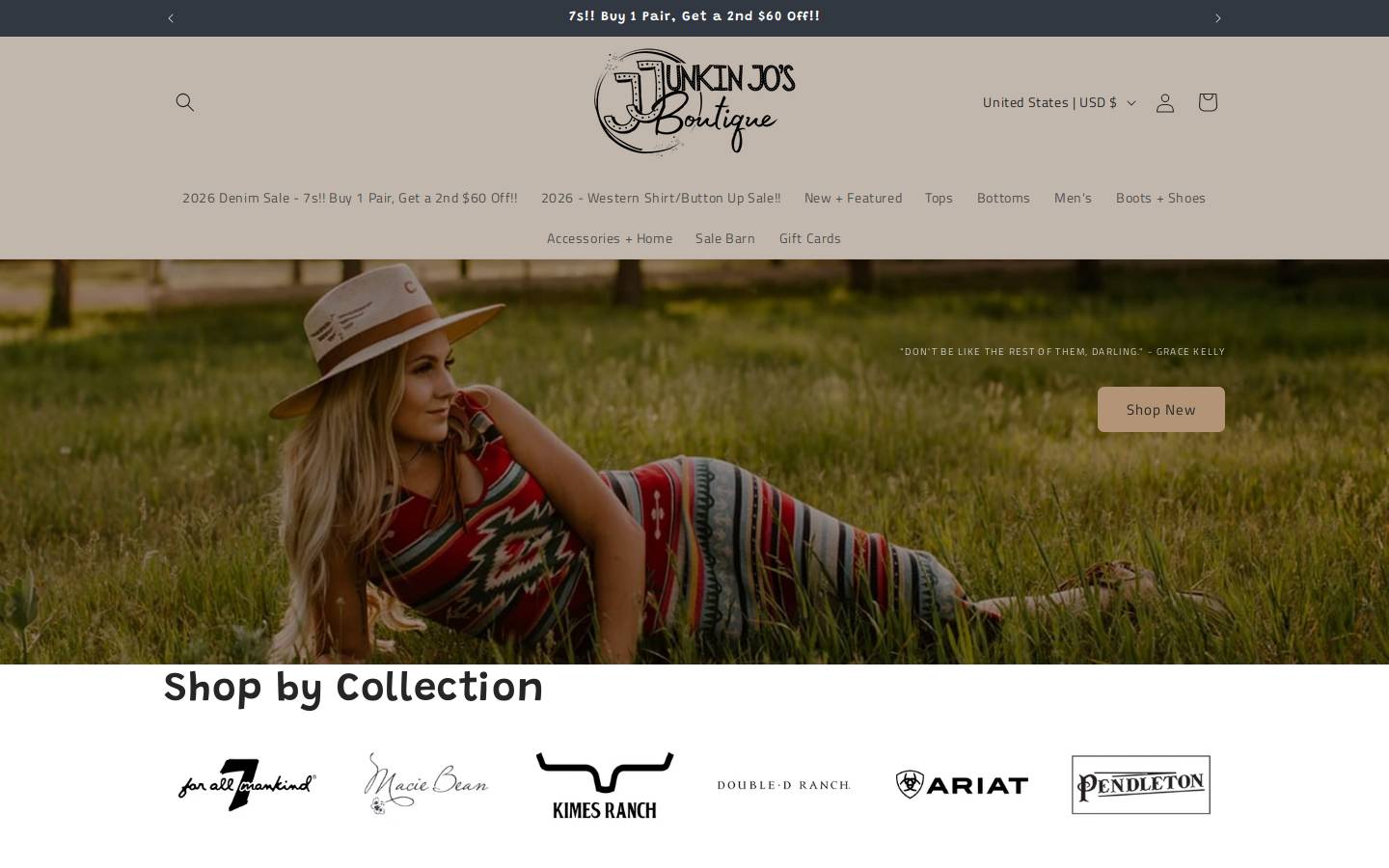 junkinjosboutique.com homepage screenshot