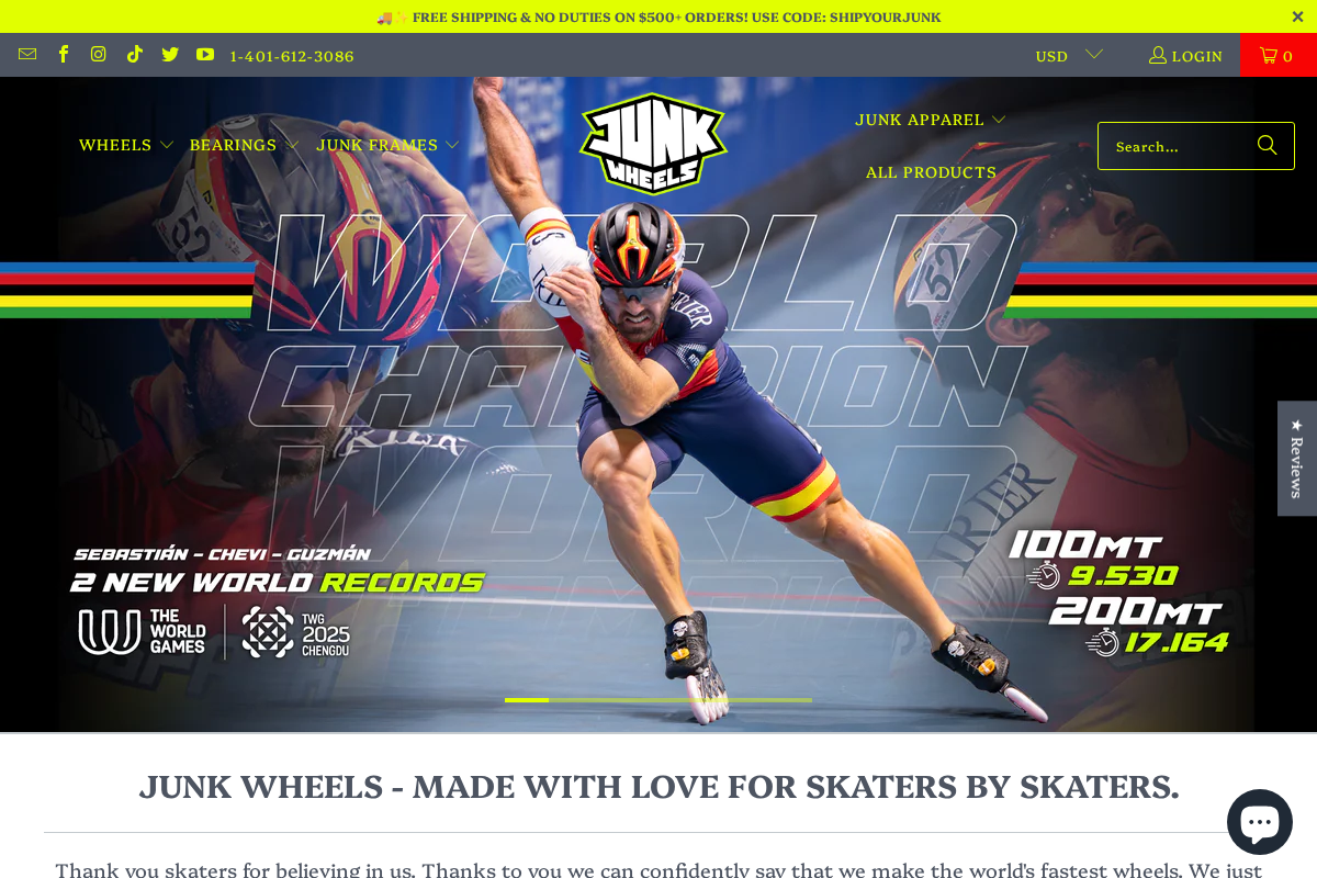 Junk Wheels homepage screenshot