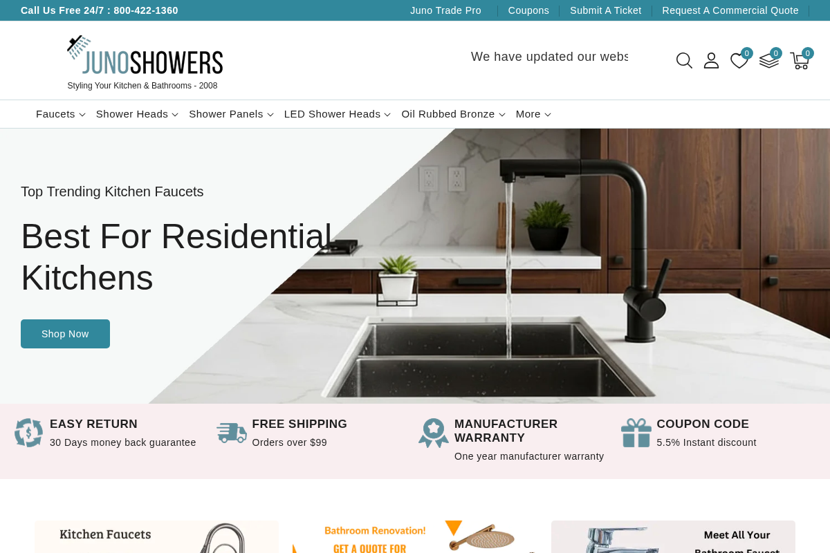 JunoShowers homepage screenshot
