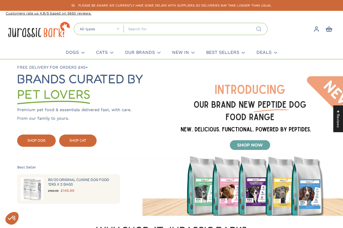 Jurassic Bark homepage screenshot