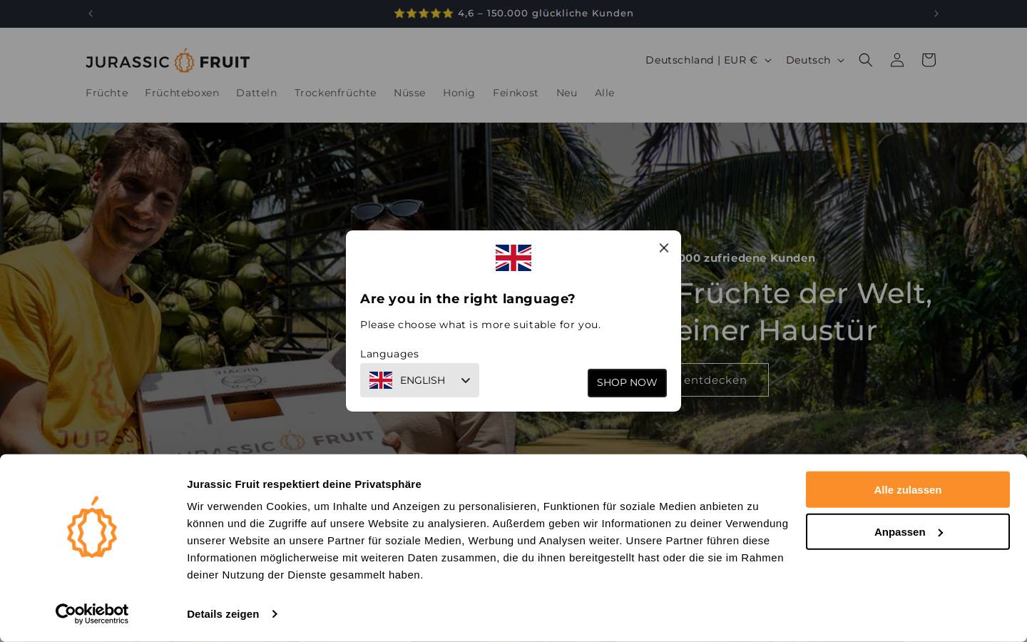 Jurassic Fruit homepage screenshot