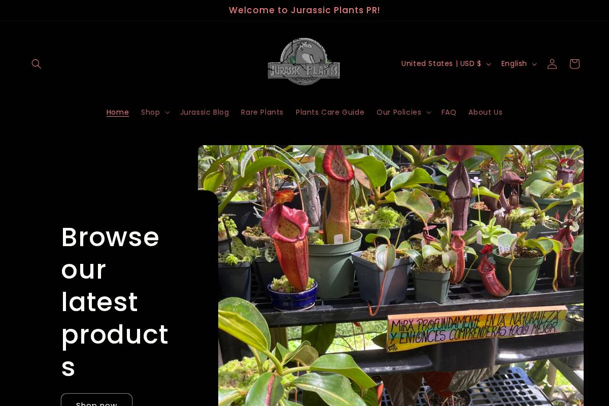 jurassicplantspr.com homepage screenshot