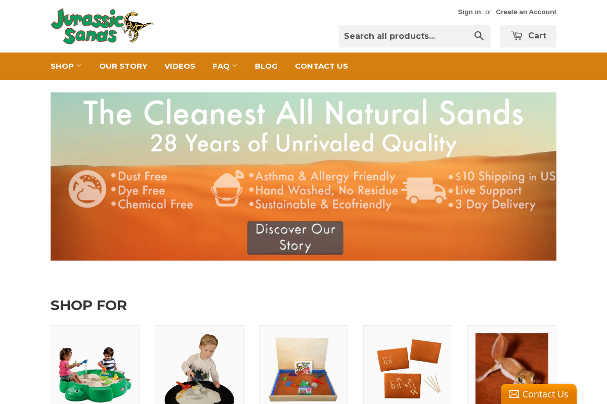 Jurassic Sands homepage screenshot