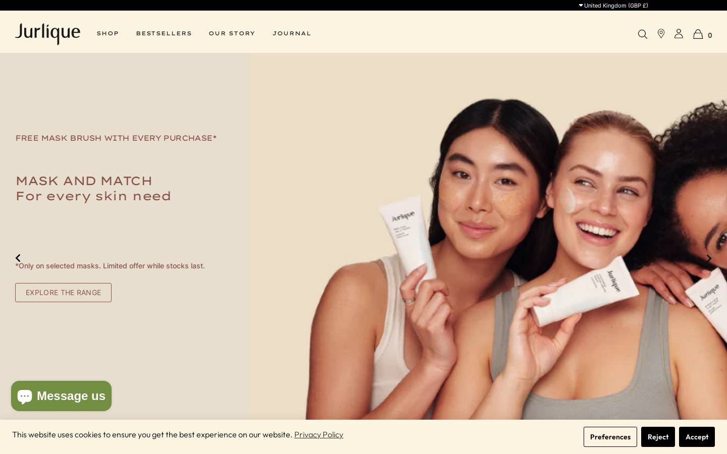 Jurlique homepage screenshot