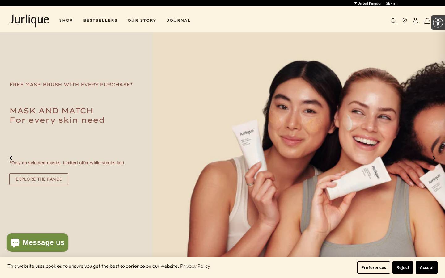 Jurlique homepage screenshot