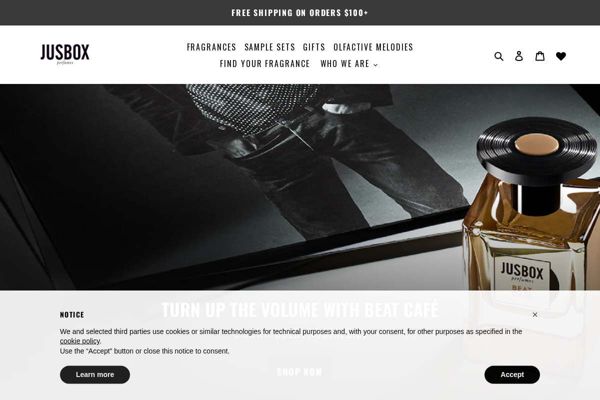 Jusbox US homepage screenshot