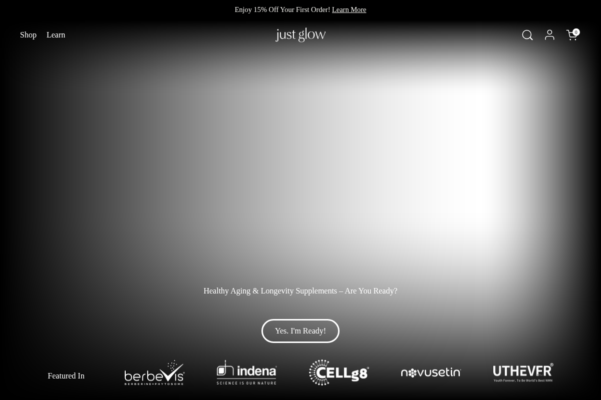 Just Glow homepage screenshot