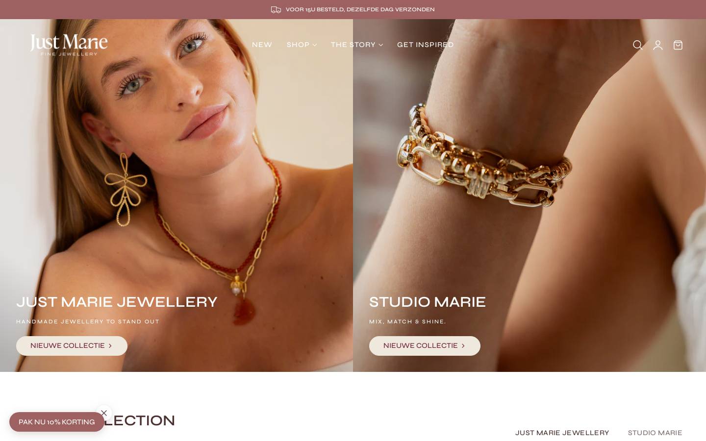 Just Marie Jewellery homepage screenshot