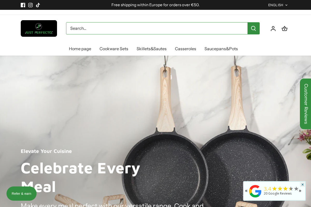 Just Perfecto homepage screenshot