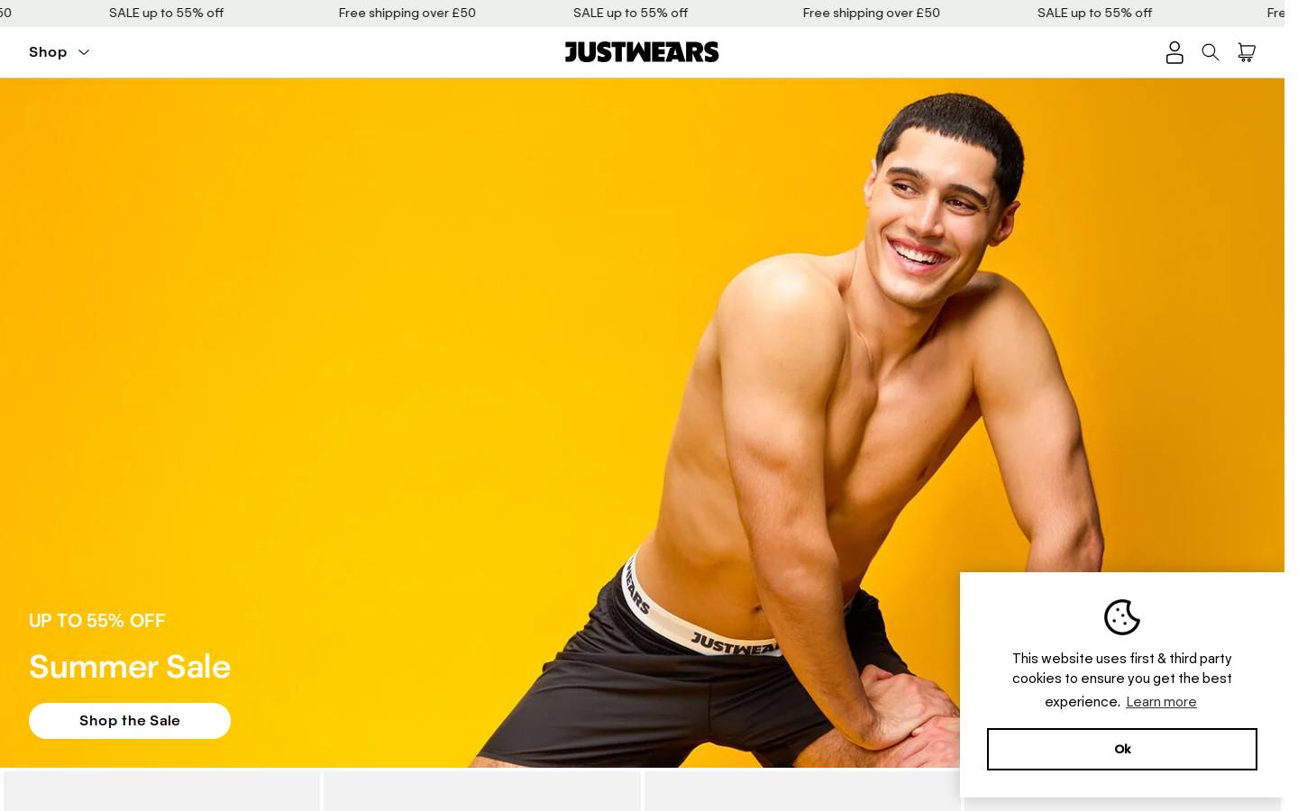 JustWears homepage screenshot