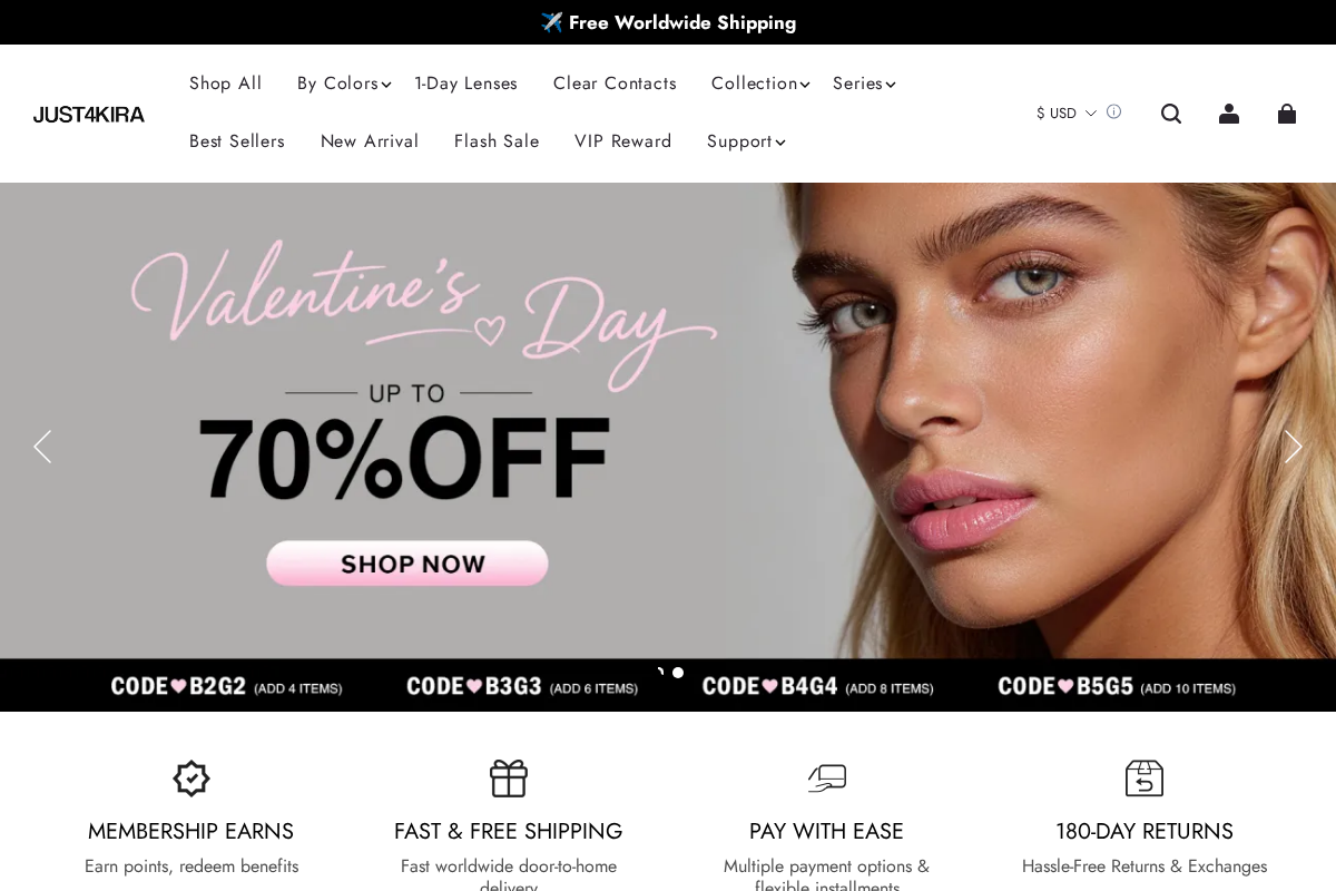 Just4kira homepage screenshot