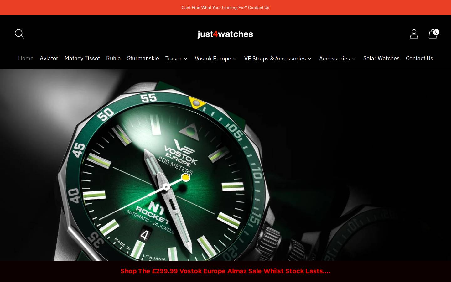 Just4Watches homepage screenshot