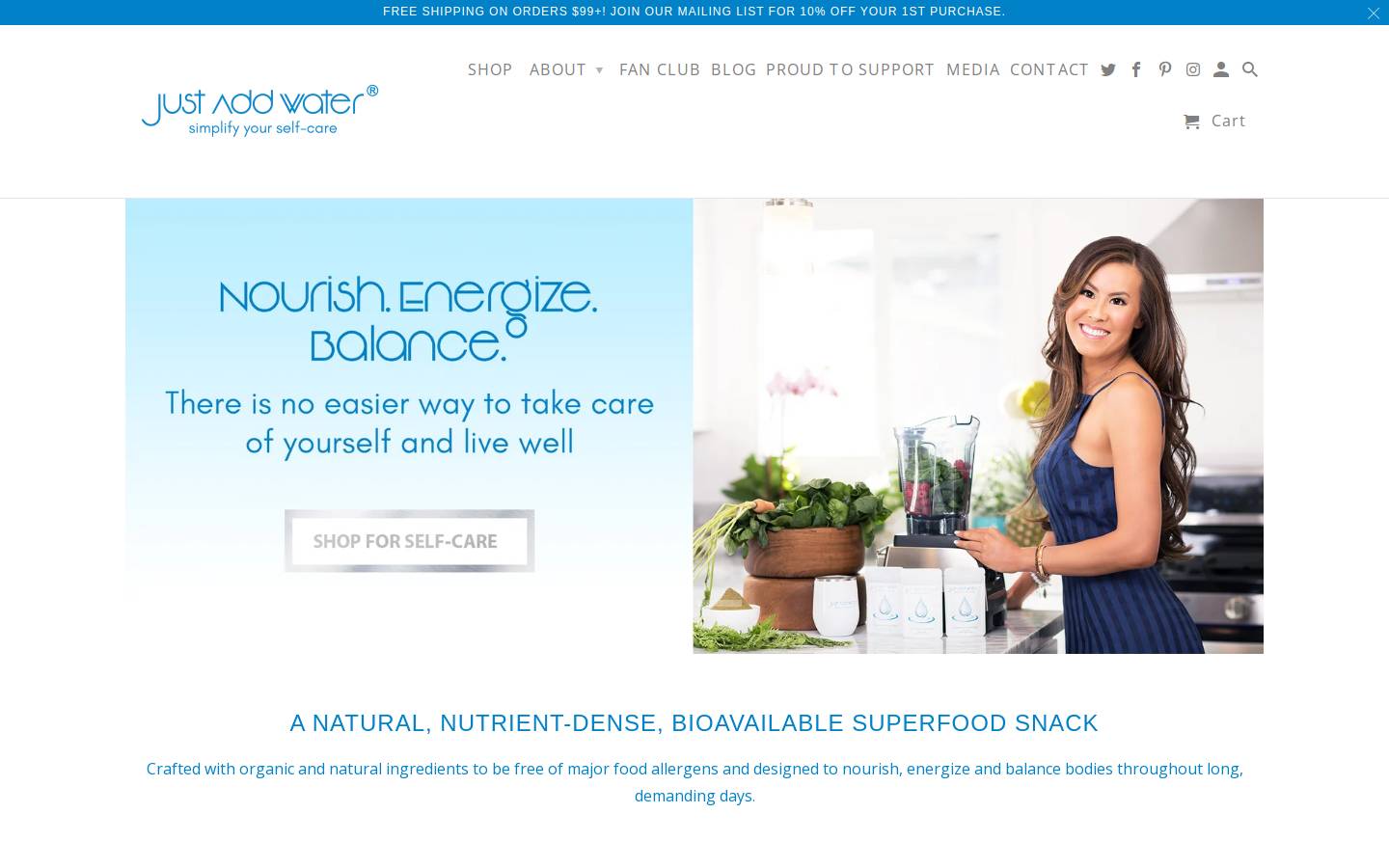 justaddwaterinc.com homepage screenshot