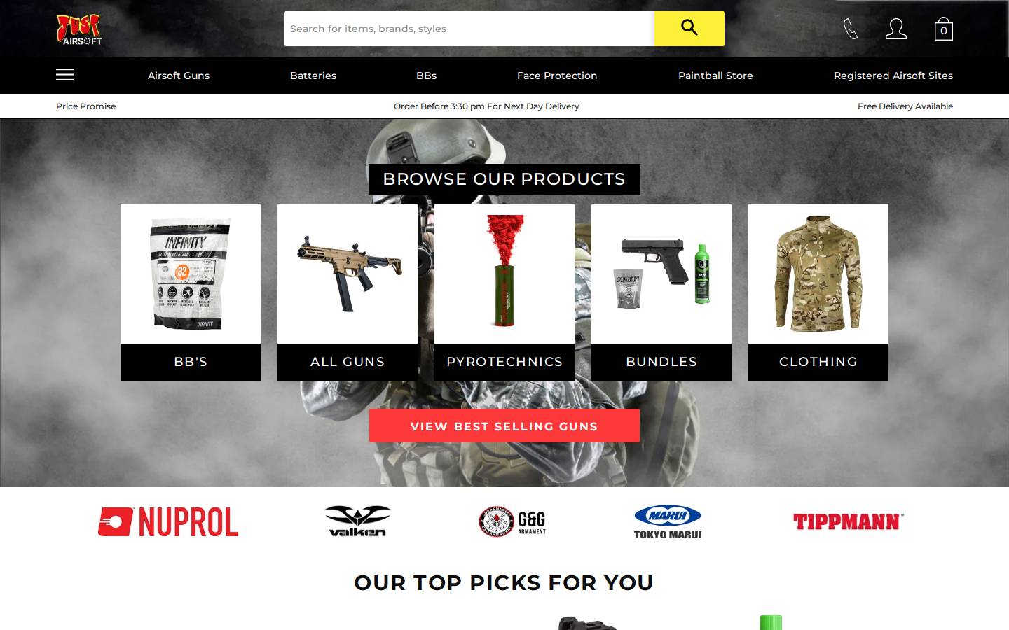 justairsoft.co.uk homepage screenshot